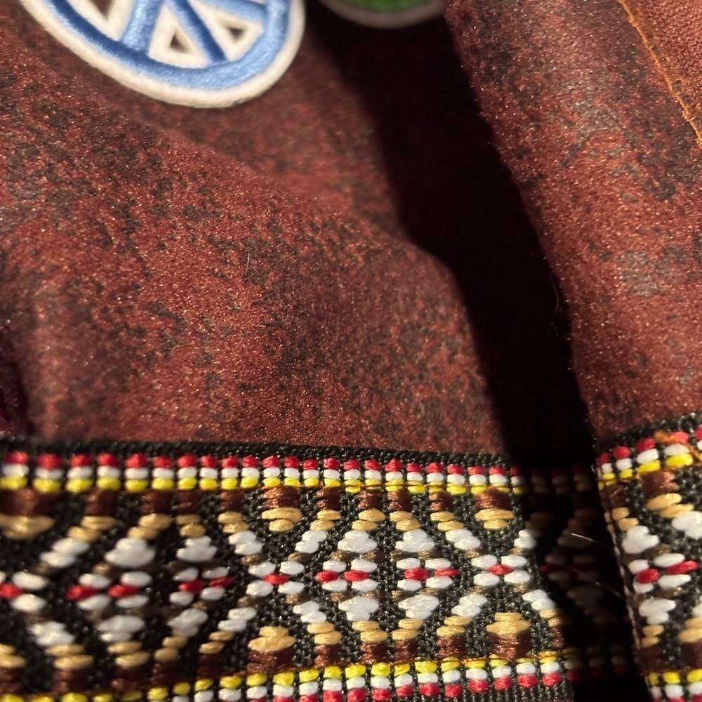 Brown Fringe Vest with Peace Sign Patches - Picture 8 of 10